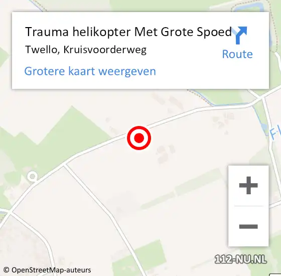 Locatie op kaart van de 112 melding: Trauma helikopter Met Grote Spoed Naar Twello, Kruisvoorderweg op 4 september 2021 14:45