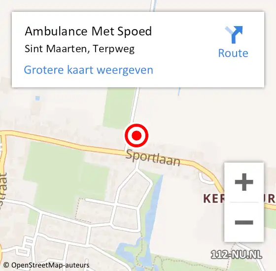 Locatie op kaart van de 112 melding: Ambulance Met Spoed Naar Tuitjenhorn, Terpweg op 4 september 2021 14:48