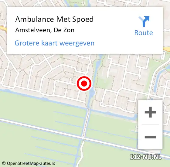 Locatie op kaart van de 112 melding: Ambulance Met Spoed Naar Amstelveen, De Zon op 4 september 2021 14:50