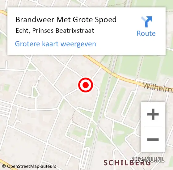 Locatie op kaart van de 112 melding: Brandweer Met Grote Spoed Naar Echt, Prinses Beatrixstraat op 4 september 2021 14:55