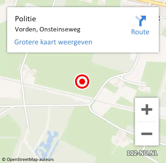 Locatie op kaart van de 112 melding: Politie Vorden, Onsteinseweg op 4 september 2021 15:02