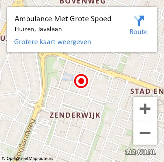 Locatie op kaart van de 112 melding: Ambulance Met Grote Spoed Naar Huizen, Javalaan op 5 oktober 2013 20:21