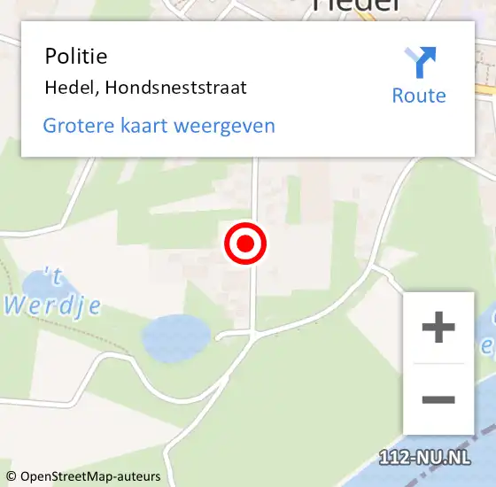 Locatie op kaart van de 112 melding: Politie Hedel, Hondsneststraat op 4 september 2021 15:22