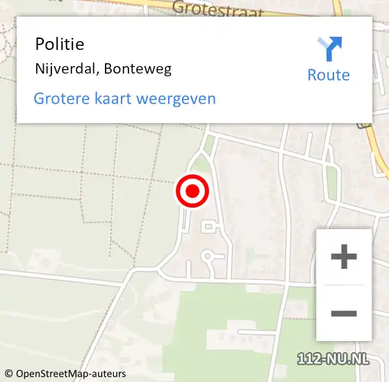 Locatie op kaart van de 112 melding: Politie Nijverdal, Bonteweg op 4 september 2021 15:23