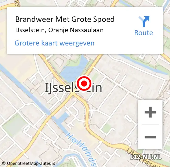 Locatie op kaart van de 112 melding: Brandweer Met Grote Spoed Naar IJsselstein, Oranje Nassaulaan op 4 september 2021 15:33