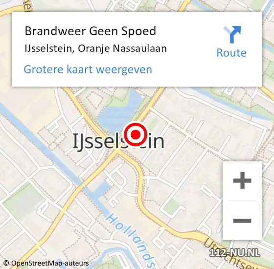 Locatie op kaart van de 112 melding: Brandweer Geen Spoed Naar IJsselstein, Oranje Nassaulaan op 4 september 2021 15:35