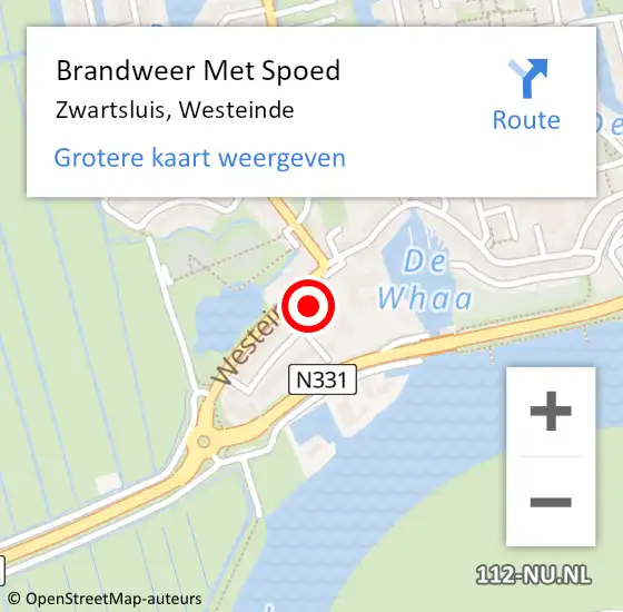 Locatie op kaart van de 112 melding: Brandweer Met Spoed Naar Zwartsluis, Westeinde op 4 september 2021 15:36