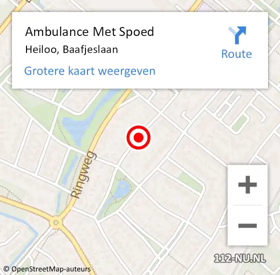 Locatie op kaart van de 112 melding: Ambulance Met Spoed Naar Heiloo, Baafjeslaan op 4 september 2021 15:42