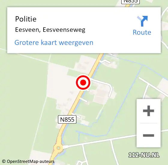Locatie op kaart van de 112 melding: Politie Eesveen, Eesveenseweg op 4 september 2021 15:46