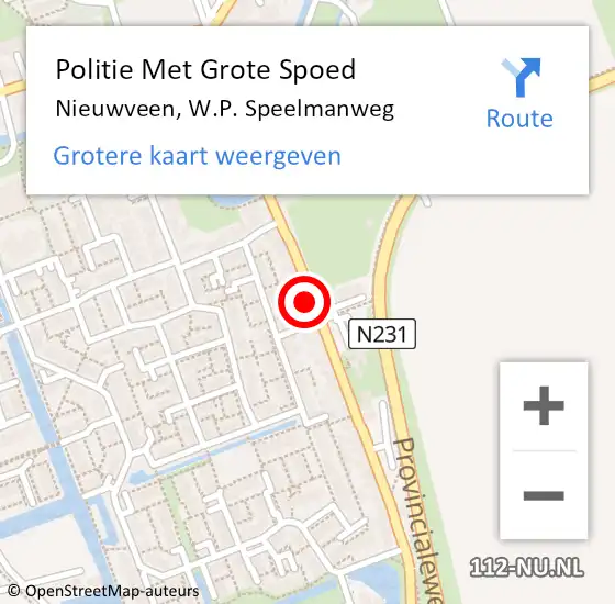 Locatie op kaart van de 112 melding: Politie Met Grote Spoed Naar Nieuwveen, W.P. Speelmanweg op 4 september 2021 15:48