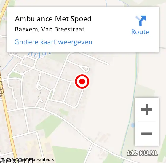 Locatie op kaart van de 112 melding: Ambulance Met Spoed Naar Baexem, Van Breestraat op 21 juni 2014 20:01