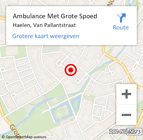 Locatie op kaart van de 112 melding: Ambulance Met Grote Spoed Naar Haelen, Van Pallantstraat op 4 september 2021 16:04