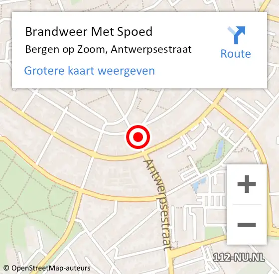 Locatie op kaart van de 112 melding: Brandweer Met Spoed Naar Bergen op Zoom, Antwerpsestraat op 4 september 2021 16:04