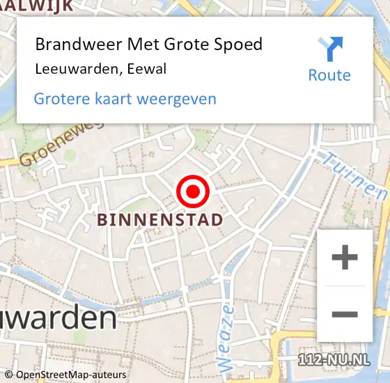 Locatie op kaart van de 112 melding: Brandweer Met Grote Spoed Naar Leeuwarden, Eewal op 4 september 2021 16:04