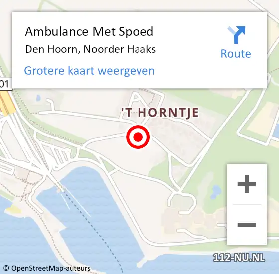 Locatie op kaart van de 112 melding: Ambulance Met Spoed Naar Den Hoorn, Noorder Haaks op 4 september 2021 16:08