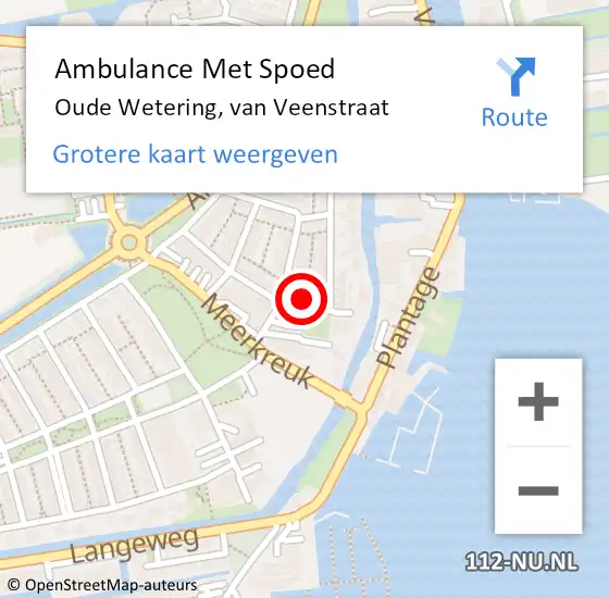 Locatie op kaart van de 112 melding: Ambulance Met Spoed Naar Oude Wetering, van Veenstraat op 4 september 2021 16:10