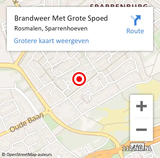 Locatie op kaart van de 112 melding: Brandweer Met Grote Spoed Naar Rosmalen, Sparrenhoeven op 4 september 2021 16:26