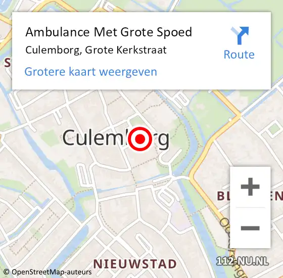 Locatie op kaart van de 112 melding: Ambulance Met Grote Spoed Naar Culemborg, Grote Kerkstraat op 4 september 2021 16:37