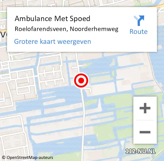 Locatie op kaart van de 112 melding: Ambulance Met Spoed Naar Roelofarendsveen, Noorderhemweg op 4 september 2021 17:11