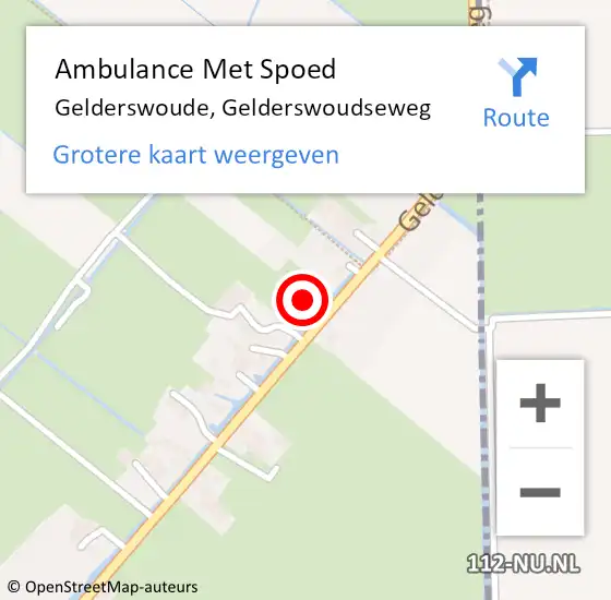 Locatie op kaart van de 112 melding: Ambulance Met Spoed Naar Gelderswoude, Gelderswoudseweg op 4 september 2021 17:24