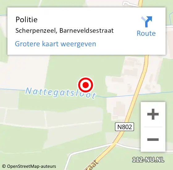 Locatie op kaart van de 112 melding: Politie Scherpenzeel, Barneveldsestraat op 4 september 2021 17:27