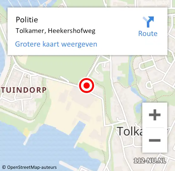 Locatie op kaart van de 112 melding: Politie Tolkamer, Heekershofweg op 4 september 2021 17:28