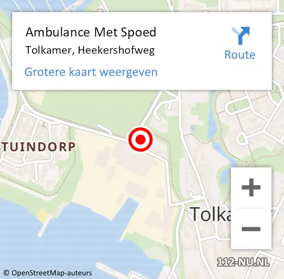 Locatie op kaart van de 112 melding: Ambulance Met Spoed Naar Tolkamer, Heekershofweg op 4 september 2021 17:28