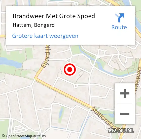 Locatie op kaart van de 112 melding: Brandweer Met Grote Spoed Naar Hattem, Bongerd op 4 september 2021 17:47