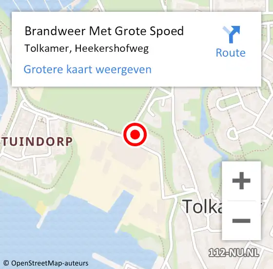 Locatie op kaart van de 112 melding: Brandweer Met Grote Spoed Naar Tolkamer, Heekershofweg op 4 september 2021 17:52