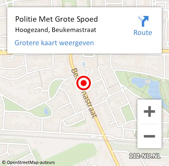 Locatie op kaart van de 112 melding: Politie Met Grote Spoed Naar Hoogezand, Beukemastraat op 4 september 2021 18:14