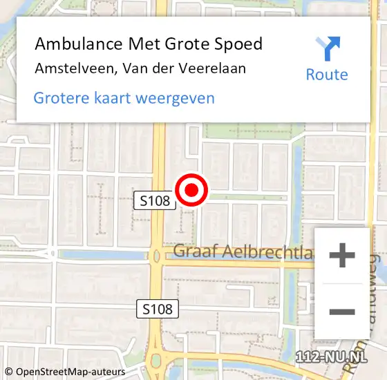 Locatie op kaart van de 112 melding: Ambulance Met Grote Spoed Naar Amstelveen, Van der Veerelaan op 4 september 2021 18:44