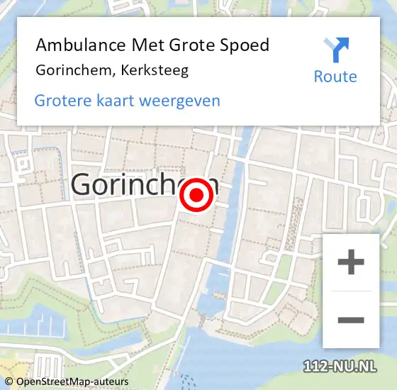 Locatie op kaart van de 112 melding: Ambulance Met Grote Spoed Naar Gorinchem, Kerksteeg op 4 september 2021 18:50