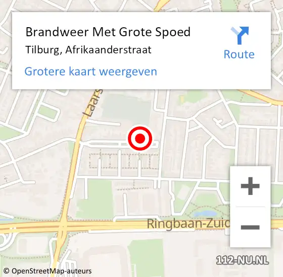 Locatie op kaart van de 112 melding: Brandweer Met Grote Spoed Naar Tilburg, Afrikaanderstraat op 4 september 2021 18:54