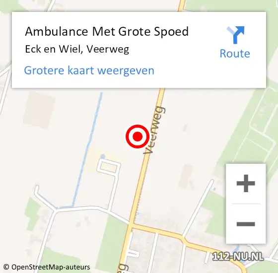Locatie op kaart van de 112 melding: Ambulance Met Grote Spoed Naar Eck en Wiel, Veerweg op 4 september 2021 19:04