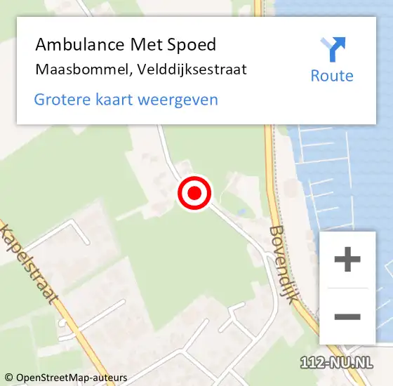 Locatie op kaart van de 112 melding: Ambulance Met Spoed Naar Maasbommel, Velddijksestraat op 4 september 2021 19:14
