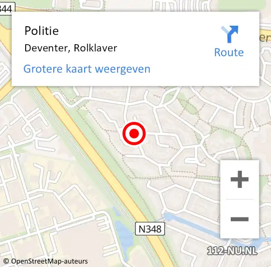 Locatie op kaart van de 112 melding: Politie Deventer, Rolklaver op 4 september 2021 19:15