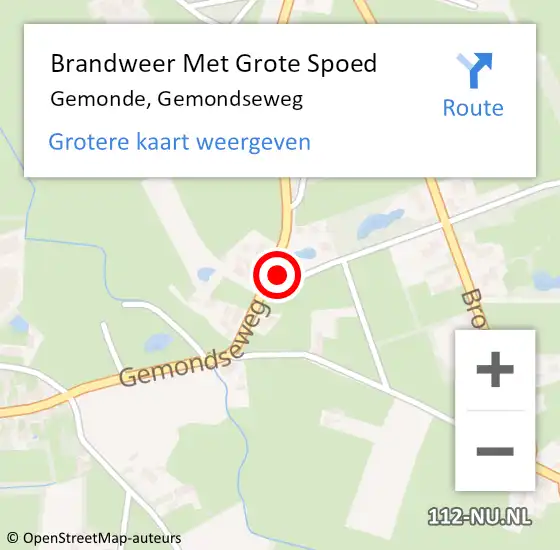 Locatie op kaart van de 112 melding: Brandweer Met Grote Spoed Naar Gemonde, Gemondseweg op 4 september 2021 19:16