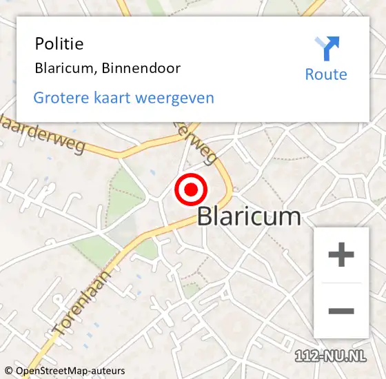 Locatie op kaart van de 112 melding: Politie Blaricum, Binnendoor op 4 september 2021 19:48