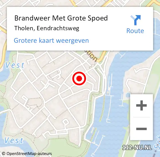 Locatie op kaart van de 112 melding: Brandweer Met Grote Spoed Naar Tholen, Eendrachtsweg op 4 september 2021 20:04