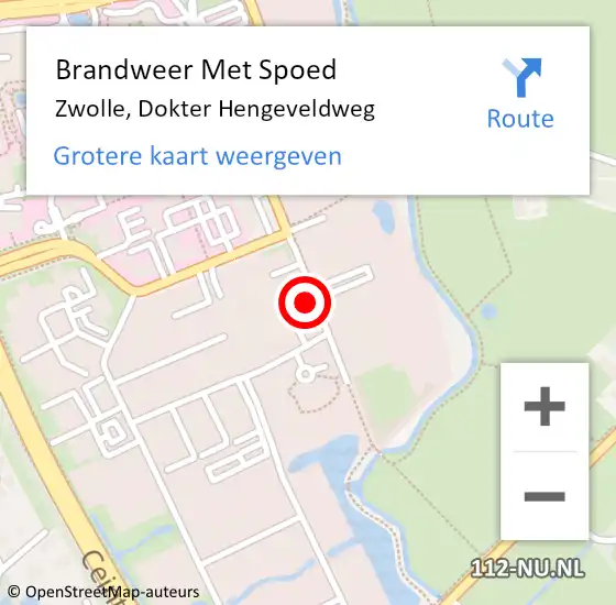 Locatie op kaart van de 112 melding: Brandweer Met Spoed Naar Zwolle, Dokter Hengeveldweg op 4 september 2021 20:06