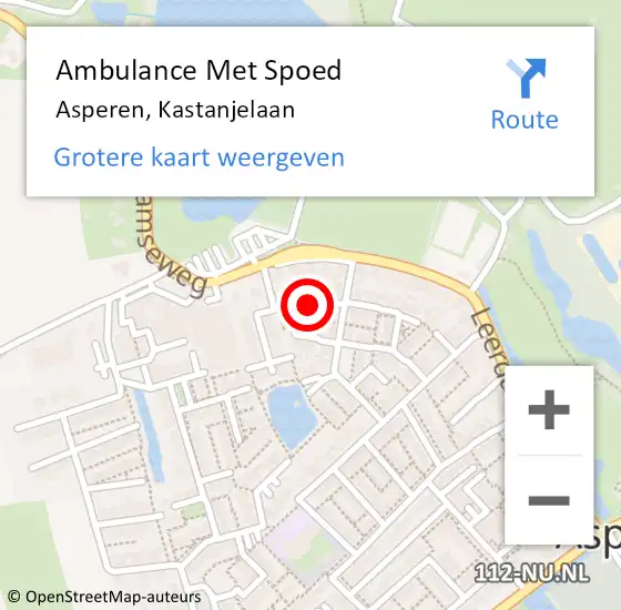 Locatie op kaart van de 112 melding: Ambulance Met Spoed Naar Asperen, Kastanjelaan op 4 september 2021 20:13