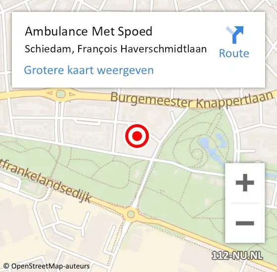 Locatie op kaart van de 112 melding: Ambulance Met Spoed Naar Schiedam, François Haverschmidtlaan op 4 september 2021 20:17