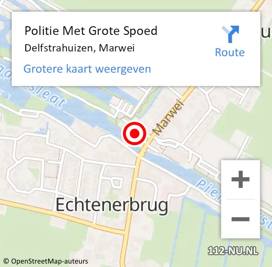 Locatie op kaart van de 112 melding: Politie Met Grote Spoed Naar Delfstrahuizen, Marwei op 4 september 2021 20:45