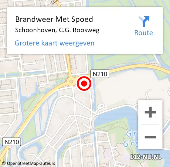 Locatie op kaart van de 112 melding: Brandweer Met Spoed Naar Schoonhoven, C.G. Roosweg op 4 september 2021 20:51