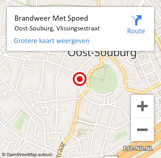 Locatie op kaart van de 112 melding: Brandweer Met Spoed Naar Oost-Souburg, Vlissingsestraat op 4 september 2021 20:54