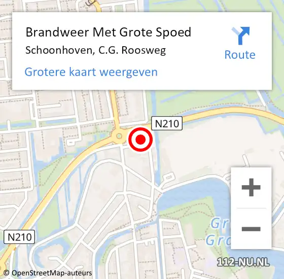 Locatie op kaart van de 112 melding: Brandweer Met Grote Spoed Naar Schoonhoven, C.G. Roosweg op 4 september 2021 20:55