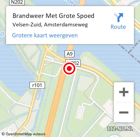 Locatie op kaart van de 112 melding: Brandweer Met Grote Spoed Naar Velsen-Zuid, Amsterdamseweg op 4 september 2021 20:56