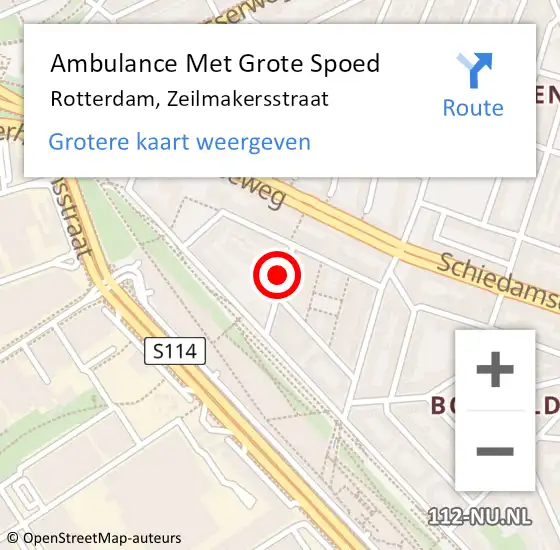 Locatie op kaart van de 112 melding: Ambulance Met Grote Spoed Naar Rotterdam, Zeilmakersstraat op 4 september 2021 21:03