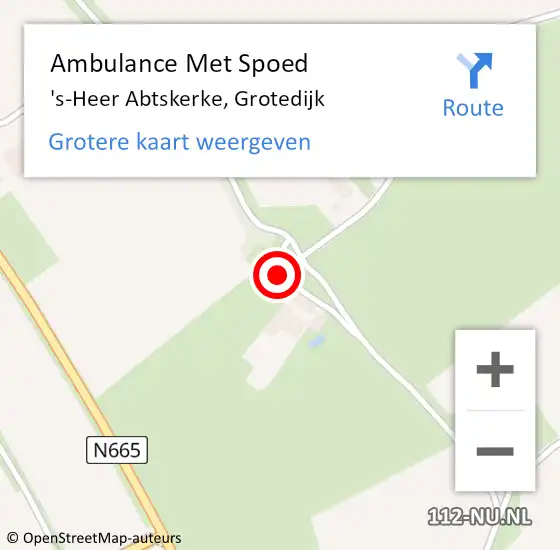 Locatie op kaart van de 112 melding: Ambulance Met Spoed Naar 's-Heer Abtskerke, Grotedijk op 21 juni 2014 20:41