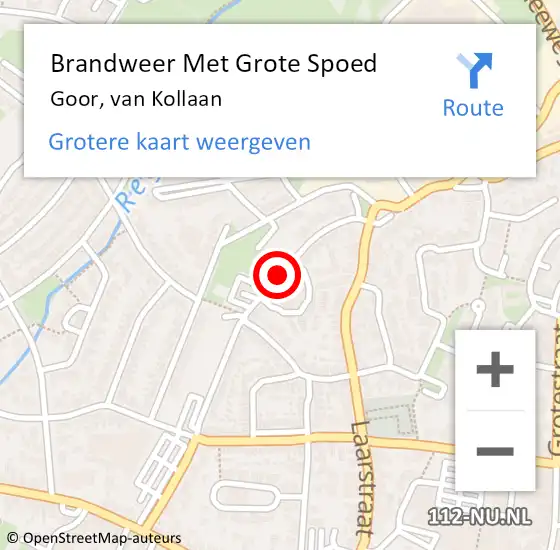 Locatie op kaart van de 112 melding: Brandweer Met Grote Spoed Naar Goor, van Kollaan op 4 september 2021 22:10